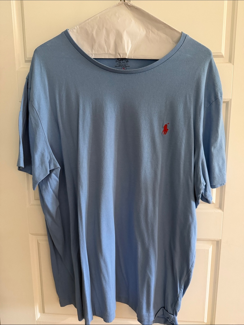 Ralph Lauren Light Blue Short Sleeve Tee with Red Polo Logo
